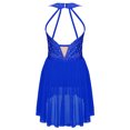 thumbnail image 2 of Sholeno Robe de Patinage Artistique Sans Manches avec Strass Asymétrique Compétition Danse Bleu Royal 16, 2 of 6