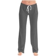 thumbnail image 1 of ohmzyzo Womens Summer Fashion Solid Casual Elastic Waist Drawstring Long Pants, 1 of 5