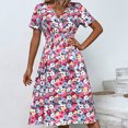 thumbnail image 1 of Mefallenssiah Woman Summer Printing V-Neck Short Sleeve Dress, 1 of 1