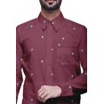 thumbnail image 4 of BESTMAN Chemise en Coton pour Hommes à Manches Longues Imprimée à Col Écarté Chemise Ajustée Formelle, 4 of 5