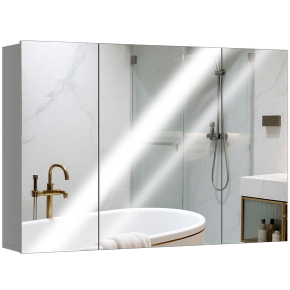 kleankin Armoire à Pharmacie 35 Pouces x 24 Pouces, Armoire-Miroir de Salle de Bain, Gris