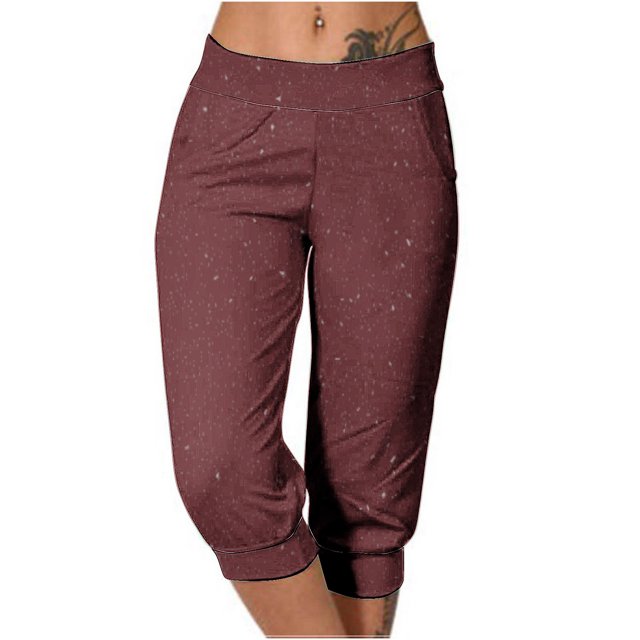 tarylea Womens Capri Pants Stretchy Drawstring Low Rise Jogger Pants Soft Comfy Lounge Cropped Yoga Pants with Pockets