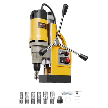VEVOR Magnetic Drill 1450W 2878 lbf Mag Drill Press 2 in Boring Diameter 6 Bits Yellow