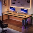thumbnail image 1 of Fnova 78.7" Modern Computer Desk with Wood Desktop, Metal Frame Office Desk, Light Brown, 1 of 14