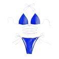 thumbnail image 3 of Qertyioot Women Bandeau Bandage Bikini Set Love Drawstring, 3 of 6