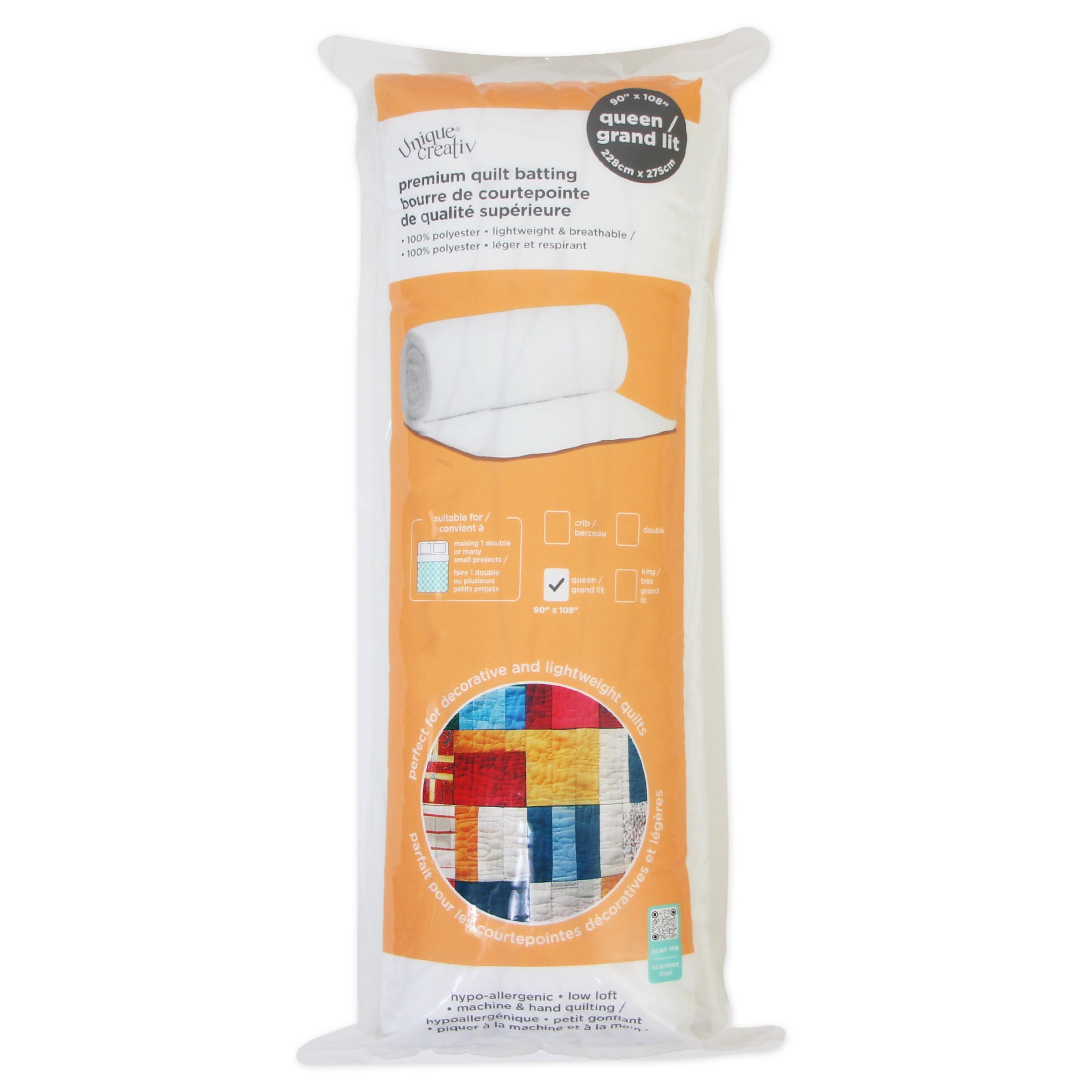 UNIQUE CREATIV Premium Quilt Batting Queen Size Low-Loft