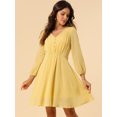 thumbnail image 2 of INSPIRE CHIC Robe en Chiffon Fluide à Manches Mi-Longues et Col en V pour Femmes, 2 of 6