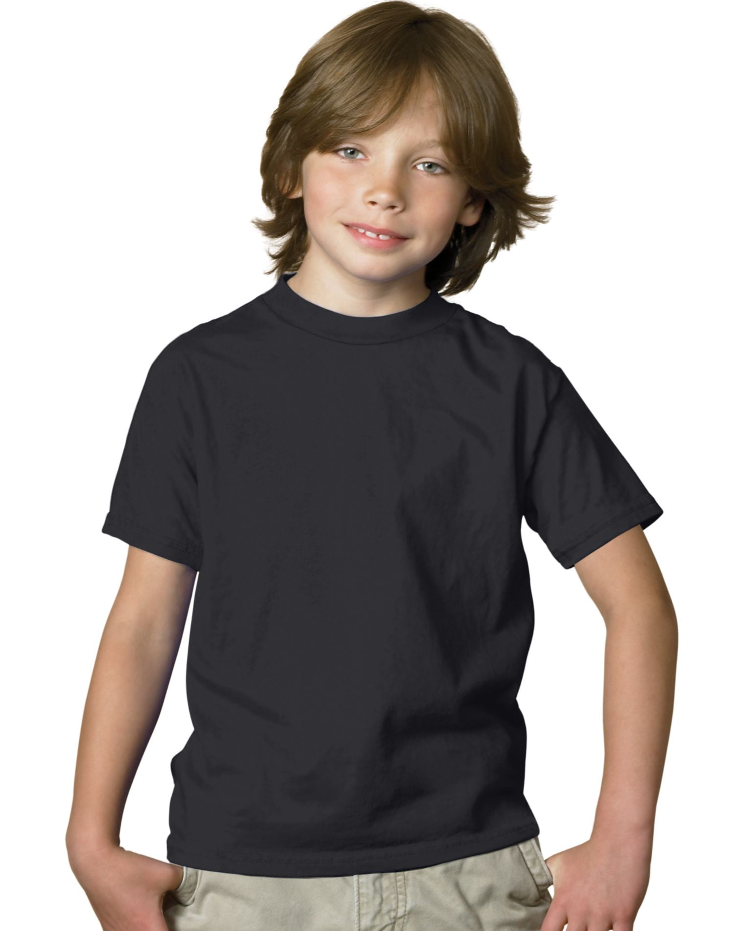 Hanes Boy`s 5.2 oz COMFORTSOFT HEAVYWEIGHT T-Shirt, S, Navy