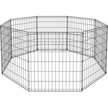 BestPet Tall Foldable Dog Playpen Crate Fence Pet Kennel Play Pen Exercise Cage 8 Panel Black (30")