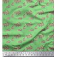 thumbnail image 1 of Soimoi Green Moss Georgette Fabric Bear Animal Print Fabric by Yard 42 Inch Wide, 1 of 3