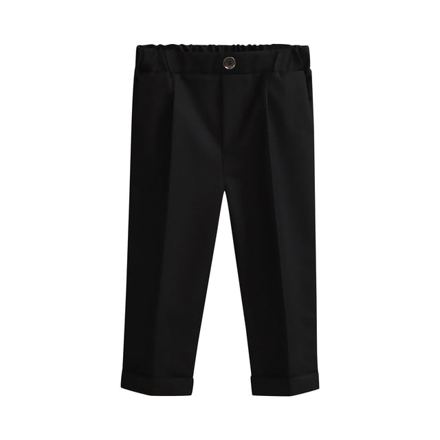 Timegard Toddler Baby Clothes Boy Formal Pants Button Comfy Casual Children Suit Pants Solid Color