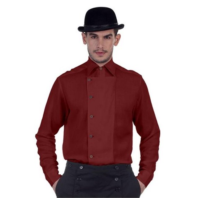 The Pirate Dressing C1293 Ulysses Side-Button Shirt- Chocolate - 3XL
