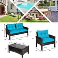 thumbnail image 2 of Gymax 4PCS Rattan Patio Conversation Set Cushioned Outdoor Furniture Set, 2 of 9