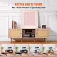 thumbnail image 3 of VEVOR Rattan TV Stand for 65" TV Boho TV Stand with Build-in Socket Oak, 3 of 9