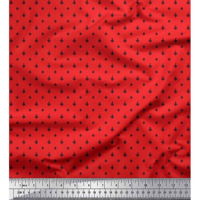 Soimoi Poly Georgette Fabric Hash Sign Geometric Print Fabric by The Yard 42 Inch Wide