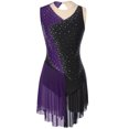 thumbnail image 3 of RUNQHUI Robe de Patinage Artistique Femmes Strass Scintillants Justaucorps de Danse Ballet pour Compétition Violet TTG, 3 of 7