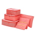 thumbnail image 3 of 6 Pcs Sacs de Rangement de Voyage Ensembles de Vêtements Pochette de Rangement de Voyage Bagages Pochettes de Compression Organisateur de Linge Valise, Rouge Melon D\'eau, 3 of 7