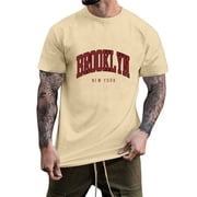 BOBOGOJP Mens Oversized T Shirts Tees Slim Fit Short Sleeve T-shirt Basie Tees (Khaki,5XL)