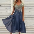 thumbnail image 1 of Lenago Robes d'Été Grande Taille Robes d'Été pour Femmes Imprimé Floral Manches Courtes Col en V Robe Plissée Robes Fluides Fête Plage en Solde, 1 of 5