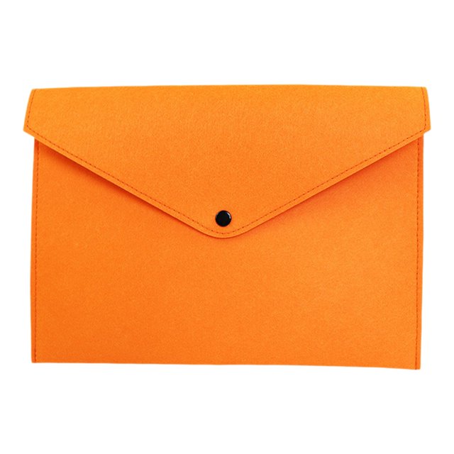 ZTTD Felt File Folder, Durable Briefcase, Document Bag, Paper File Folders, Portfolio Case, Letter Envelope, Handbag Button Closure, for Office Home S-chool Stationery (Z06-Orange)