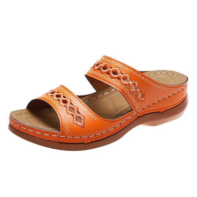 Kcodviy Women Summer Solid Color Closed Toe Sandals for Women Slip on Casual Open Hiking Sandals for Women Toe Wedges Soft Bottom Sandals with Rhinestones for Women Breathable Slippers Shoes Sandals