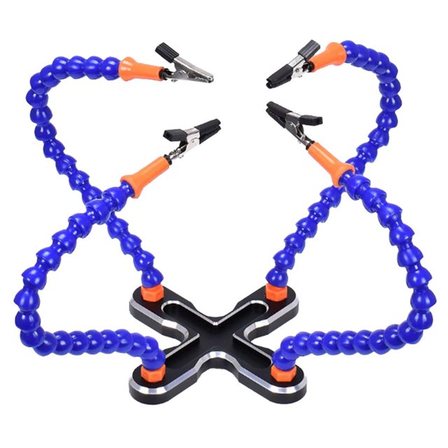 koolsoo 4 Bras Flexibles Noir Base en Acier Solide Aide Outil de Réparation pour Soudage à la Main Bleu