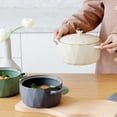 thumbnail image 4 of Qeeadeea Ceramic Round Casserole Dishes With Lids Oven Proof, Ceramic Cooking Pans Handle With Lid-green- 55oz 1600ml, 4 of 6