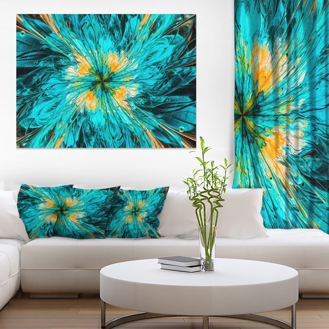 Layered Blue Fractal Flower Petals - Floral Canvas Art Print