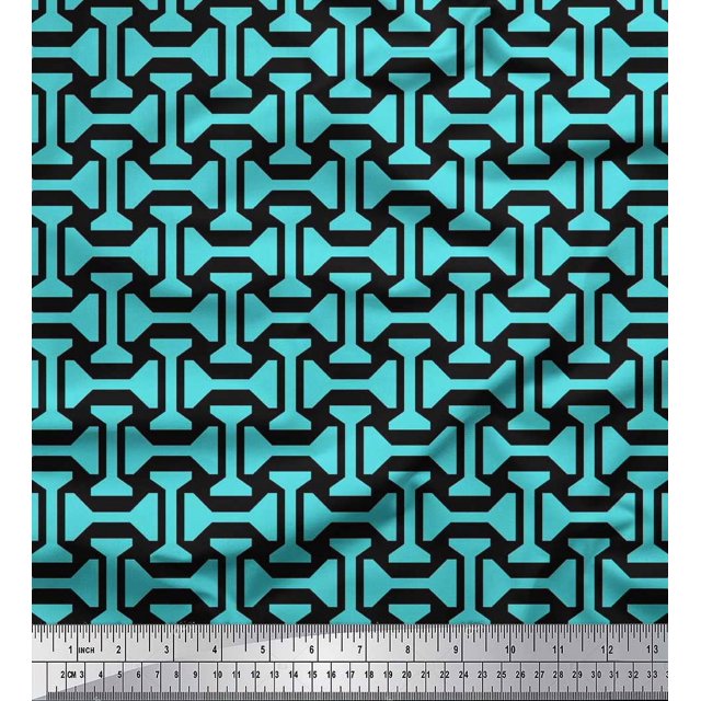 Soimoi Crepe Silk Fabric Geometric Abstract Print Fabric by The Yard 42 Inch Wide