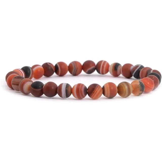 Bracelet Extensible en Perles Rondes 6 mm en Agate Rêve Givrée Gemstone 6,5 Pouces Unisexe