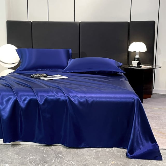 weibbin Ice Silk Bed Sheet Pillow Case 3 Piece Set And Luxurious Soft Ice Silk Bed Sheet Suitable For All Seasons Cool Ice Silk Fabric Machine Washable