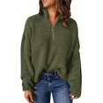thumbnail image 2 of IMENGL Knit long sleeve 1/4 zip pullover turtleneck sweater, Green L, Size M-2XL, 2 of 7
