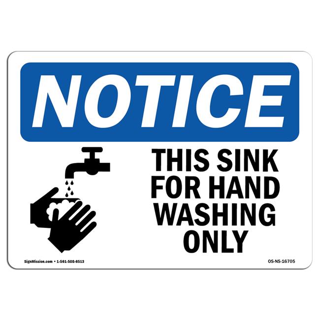 SignMission Avis Cet Évier pour Lavage des Mains Uniquement avec Symbole Autocollant OSHA