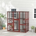 thumbnail image 2 of PawHut Large Wooden Outdoor Cat Enclosure Cage Wine Red, 2 of 10
