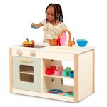 Two in One Wooden Kitchen Café with Dishes and Chalkboard, Toddler and Preschool Toys by Battat