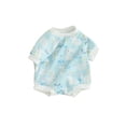 thumbnail image 1 of xiaxaixu Baby Girls Boys Rompers Flower Rabbit Print Crew Neck Short Sleeve Bodysuits Casual Easter Clothes, 1 of 8