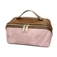 thumbnail image 2 of Leodye 1PCS Color Block Leather Cosmetic Bag Double Zip Design Upgraded Divider Organizer Waterproof Material for Makeup and Toiletries Storage -9.84×5.12×4.72in, 2 of 5
