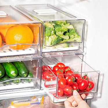 Refrigerator Organizer Bins with Pull Out Drawers Fridge Produce Drawer Set for Save Vertical Space