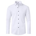 thumbnail image 1 of Solid Color Lapel Mens Shirts Fashion Long Sleeve Fitted Button Front Closure Shirts for Men(White,S), 1 of 4