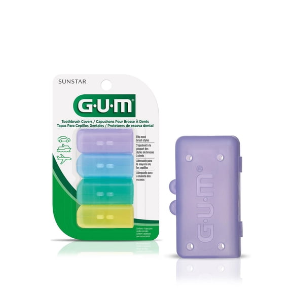 GUM® Capuchons Antibactériens de Voyage pour Brosse à Dents, Lot de 4