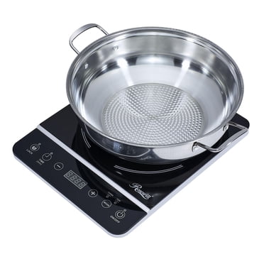 Table de cuisson à induction portable Rosewill RHAI-21001, cuisinière électrique 1800 W, cuisinière à brûleur unique économe en énergie, comprend une casserole en acier inoxydable 18-8 de 10" 3,5 Qt