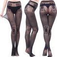 thumbnail image 2 of Penkiiy Bas Résille pour Femmes Pantalons pour Femmes Leggings Aguichant en Maille Transparente Grande Taille Bas Résille Résille Collants Bleu Foncé, 2 of 3