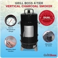thumbnail image 2 of Grill Boss Vertical Charcoal Smoker, 4 Tier, 564 Square Inch Cooking Area, Black, 2 of 10