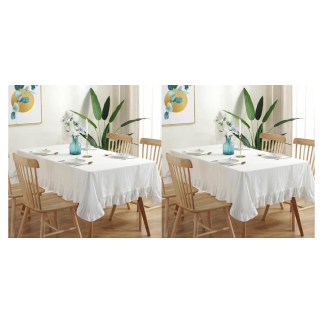 Baohd Durable And Easy To Wash Tablecloth With Vintage Style Rectangular Table Tablecloth Cotton Dining Tablecloth Table Cover white 140*140CM 2Set