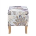 thumbnail image 4 of Linon Stephanie Leaf Print Wood Upholstered Storage Ottoman in Gray, 4 of 15