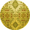 thumbnail image 1 of Ahgly Company Machine Washable Indoor Round Transitional Yellow Area Rugs, 6' Round, 1 of 7