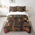 thumbnail image 2 of YST Library Bookcase 7 Piece Comforter Set Twin,Vintage Library Books Bed in a Bag with Flat Sheet and Fitted Sheet,Retro Bookshelf Academic Collection Bedding Set with Pillowcase & Sham, 2 of 5