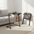 thumbnail image 2 of Homy Casa 2 Pack Dallas Industrial Folding TV Tray Table with Adjustable Height, Sofa Laptop Side Table with Cup Holder, Black, 2 of 6