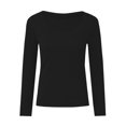 thumbnail image 4 of WEIYLL Ladies Summer Tops U Neck Lace Long Sleeve Loose Solid Black Top Sizes L, 4 of 5