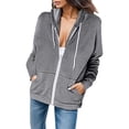 thumbnail image 1 of Kcodviy Chandail à Capuchon pour Femmes à Fermeture Éclair Complète Veste en Molleton Poches Intérieures Manches Longues Chandails Légers Chandail à Fermeture Éclair Sans Capuche Poches Veste Manteau, 1 of 5